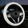 Steering Wheel Covers Leather Vehicle Sedan SUV Car Rhinestones Cover Nonslip Protector Breathable Microfiber Universal H9EE