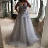 Feestjurken Janevini 2023 Est A Line Sexy Prom Lange jurk Deep V Neck Mouwloze handgemaakte 3D -bloemen TULLE plus Szie Arabic