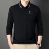 Polos maschile Hazzys Abbigliamento da golf maschile caduta di colore solido a maniche lunghe medio e giovane polo casual in vaso a bavero vai con la camicia di base Top 230308