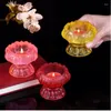 キャンドルホルダーカラフルなガラスカップランプホルダーロマンチックなロータスフラワーキャンドルスティック仏教チベット供給仏テーブルホームデコレーション