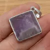 Charms Selling Natural Stone Pendant Metal Alloy Square DIY Making Bracelet Necklace Jewelry Accessories 28x30mm