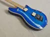 Blue Electric Guitar med Floyd Rose, Maple Fretboard, Quilted Maple Veneer