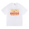 2023 männer und frauen Mode T-shirt Marke Rhude s Print Straße Oversize Einfache Illustration Kurzarm T-stück Paar m294a