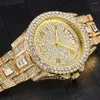 Relojes de pulsera MISSFOX Reloj de cuarzo para hombre Diamante Venta superior Calendario dual Hombres Impermeable Lujo Acero dorado Relogio Masculino