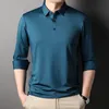 Męska marka Polos Unti-Wrinkle Męska koszula polo swobodne długie krótkie solidne klasyczne modne golf golf sportowy dla biznesu Blue Poloshirt Men XL 230308