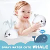 Bath Toys Zhenduo Babildes de baleia automática brinquedo de água com banheira de aspersão leve LED para crianças meninos 230307