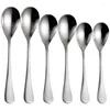 Dinnerware Sets Justdolife 6pc Soup Spoon Stainless Steel Multi-Purpose Lightweight Dinner Mixing For Kitchen Tableware Accessories