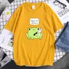 メンズTシャツナイフ付きのかわいいカエルメタルプリントメンズTシャツコットン通り通りのストリートウェアメンズウェアメンズベストスリーブメンズTシャツ夏ソフト