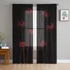 Curtain Green Grass Flower Butterfly Tulle Curtains For Living Room Bedroom Modern Chiffon Sheer Kitchen