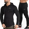 Mäns hoodies män som kör sportkläder kostymer tröja/sweatpants gym fitness träning och byxor 2 st/sets manliga jogging tracksuit rockar