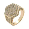 Anelli a grappolo Hip Hop Rock per uomo Gioielli di moda 2 colori Iced Out Bling Geometric Micro Pave Zircon Gold Sier Drop Deliver Dhgarden Dhafc