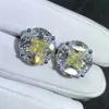 Stud WUIHA 925 Sterling Silver 3EX Crushed Ice 10CT VVS White Sapphire Synthetic Earrings for Women Gift Drop 230307
