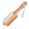 Foot Brush Exfoliating Dead Skin Remover Trä med naturligt borst och pimpstensfötter Dusch Spa Massager
