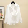 Kvinnors blusar Kvinnor Chic White Shirt Office Jacket Spring Clothing Casual Female Long Sleeve Button Down Solid Stylish Blouse Top