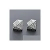 Stud New Luxury Designer Jewelry Mens Earrings 18K Gold And White Princess Cut Diamond Hip Hop Cz Cubic Zirconia Fashion Drop Dhgarden Dh5A8