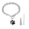 Bracelet chien impression crémation bijoux pour cendres mémorial urne animal de compagnie en acier inoxydable Bracelet titulaire goutte