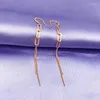 Boucles d'oreilles pendantes 585 or violet longue chaîne pour femmes14K Rose doux gland exquis bijoux de mariage accessoires