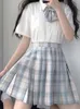 Spódnice Zoki Plaid Women Plated Skirt Bow Knot Summer High Talle Preppy Girl