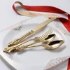Dinnerware Sets Household Gold Cutlery Set Stainless Steel Embossed Retro Luxury Art Couverts De Table Kitchen Gadget KC50TZ