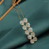 Boucles d'oreilles pendantes en pierre de soleil naturelle, Vintage, Simple, longue et délicate, pour femmes, bijoux cadeau, 2023