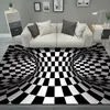 Iluzja dywanu stereo 3D Czarno -biały dywan wizualny do sypialni salon