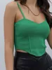 Women's Tanks Green Knitted Crop Top Women Basic Sexy Tank Tops Female 2023 Summer Sleeveless Vest Backless Cropped Cami Fitness