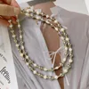 Cadenas 5 unids alta calidad collar de perlas de agua dulce joyería chapado en oro latón moda perlas con cuentas gargantilla de moda