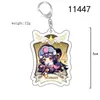 Keychains Anime Genshin Impact KeyChain Zhongli Tartaglia Hutao Men bil för kvinnor akrylnyckelknappar gåvor väsktillbehör