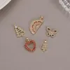 Charms Diy Jewelry 14K Gold Zircon Pendant Watermelon Bow Christmas Tree Love Necklace Accessories