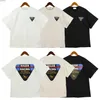 2023 Heren- en damesmode T-shirt Br Rhude S 2023 Omgekeerde driehoeksbrief afdrukken Korte mouwen voor mannen Women High Street Losse halve mouw owmn