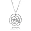 Collana Pandora in argento 925 con pendente cuore gioielli moda donna pizzo scintillante fiore rosa chiave regale luna e stella con cristallo