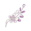 Brooches Luxury Elegant Pink Green Zircon Branch Flower For Women Overcoat Brooch Pin Fashion Broches Pins Wedding Accessories