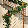 Guirlande de fleurs décoratives de 1.8M, couronne en rotin vert, décoration de maison, fête de noël, bannière d'arbre artificiel, ornement suspendu