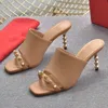 Sandali con perline da donna estivi designer ragazza tacco alto pantofole moda temperamento salice unghie comode scarpe di bellezza