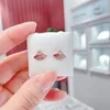 Rose Gold Pink stone Fan shape Stud Earrings for Pandora 925 Sterling Silver Cute Wedding Jewelry For Women Girlfriend Gift designer Earring with Original Box Set