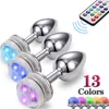 Anal Toys 13 Colors Sex LED Colorful Light Metal Butt Plug For Adult Game Dildo Erotic Intimate Goods Vagina Massager 230307