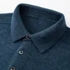 Polo's voor heren Minglu Cashmere gebreide heren Polo shirts luxe wol lange mouw vaste kleur lente herfst casual mannelijke mannelijke truien 3xl 230308
