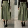 Röcke Shintimes Röcke für Damen, koreanische Mode, einfarbig, große Schaukel, Damenrock, langer Rock, Herbst, wild, hohe Taille, Schleife, schlanke Röcke 230308