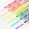 Highlighters 6pcs Pastel Color Doubleheaded Highlighter Pen Fine Liner Bold Marker Hoogtepunten Kids Gift Stationery Office School STOOM H6895 J230302