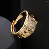 Wedding Rings Fashion Men Copper Gold Plated Ring Iced Out Bling Pave Cubic Zirconia Geometry Charms For Valentine Day Gift
