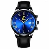 Orologi da polso Orologi da uomo Orologi di lusso in maglia di acciaio inossidabile Orologio con calendario Cinturino in pelle Affari Sport Quarzo Relogio Masculino