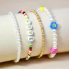 Pulseira de miçangas de sementes feitas à mão Bracelets 4pcs Boho Flowers Charms Pearl Colorful Badyd Elasty Pulset