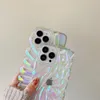 3D Coloré Shell Laser Transparent Téléphone Cas Pour Iphone 14 Pro Max 11 12 13 Pro Max Luxe Plissée Antichoc Couverture