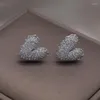 Stud Earrings Korea Design Fashion Jewelry 14K Gold Plated Exquisite Zircon Heart Elegant Women's Party Luxury Accessories