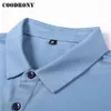 Herrpolos coodrony varumärke våren Autumn High Quality Classic Casual Pure Color 100% Mercerized Cotton Long Sleeve Polo-Shirt Men Tops C5069 230308