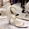 Sandalo Big Butterfly Knot Sandali Donna Estate 2023 Tacchi alti Donna Décolleté Scarpe firmate a punta Mary Janes Sexy Scarpe da sposa a spillo 230302