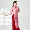 Scenkläder vuxen elegant klassisk nät ren magdans split pankou knutar cheongsam klänning topp för kvinnor kläddansare kläder