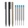 Metal Body Signature Ballpoint Gel Pen Smooth Writing Replaceable Blue Black Red Ink Refills Rods Office School Business