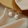 Stud Moveski 925 Sterling Silver Korean version av Simple Retro Pearl Earrings Women Light Luxury Highend Jewelry Party Gift 230307