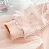 Fille s Robes Filles Mode Enfants Coton pour Tenues D'hiver Casual Rose Couleur Toddler Fille avec Dentelle Fleur 230307